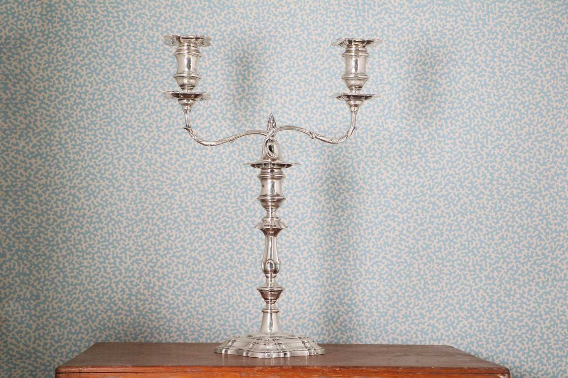 A pair of silver two-light candelabra, - Image 2 of 19