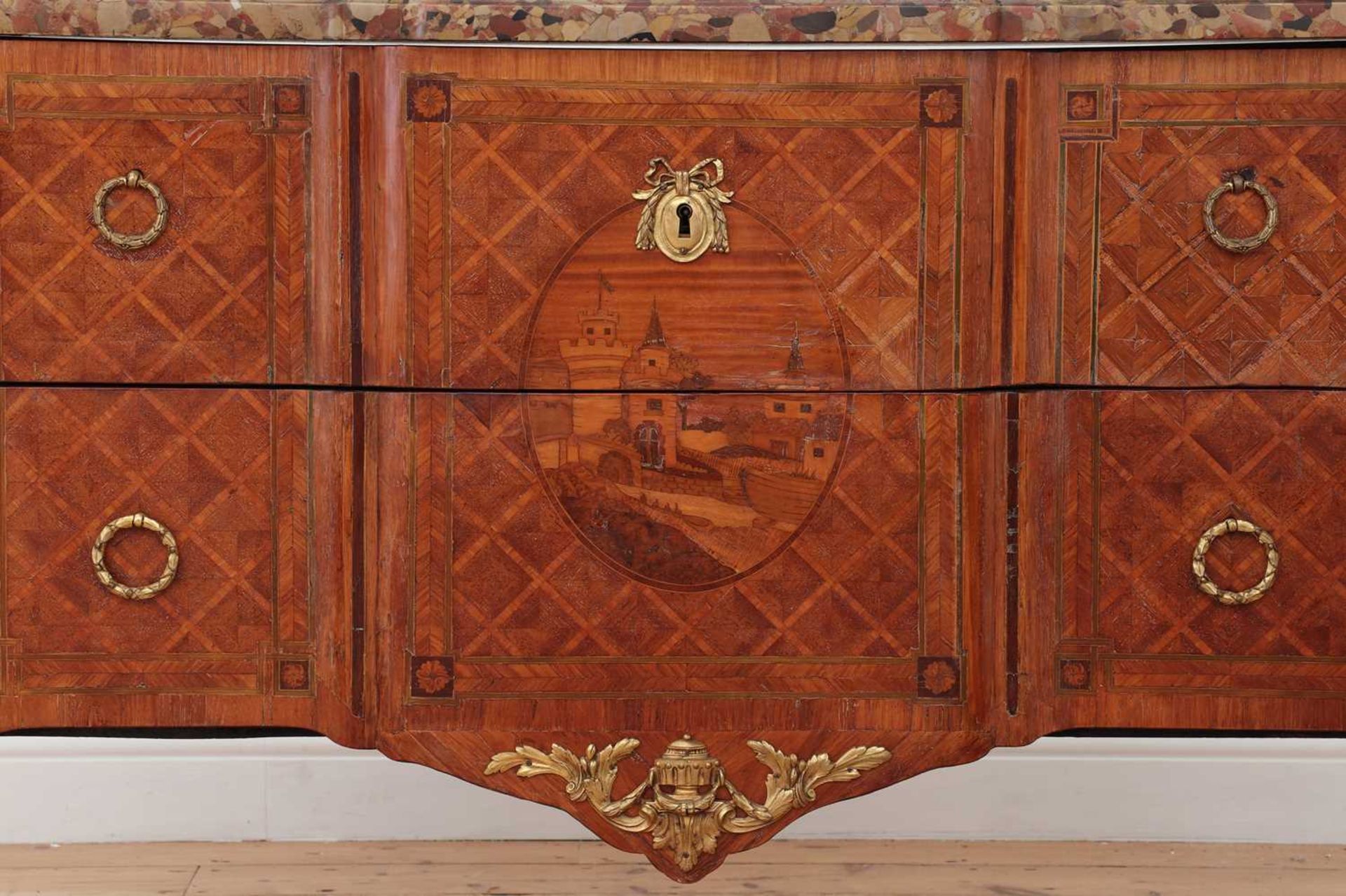 A transitional kingwood, tulipwood and marquetry commode - Image 5 of 26