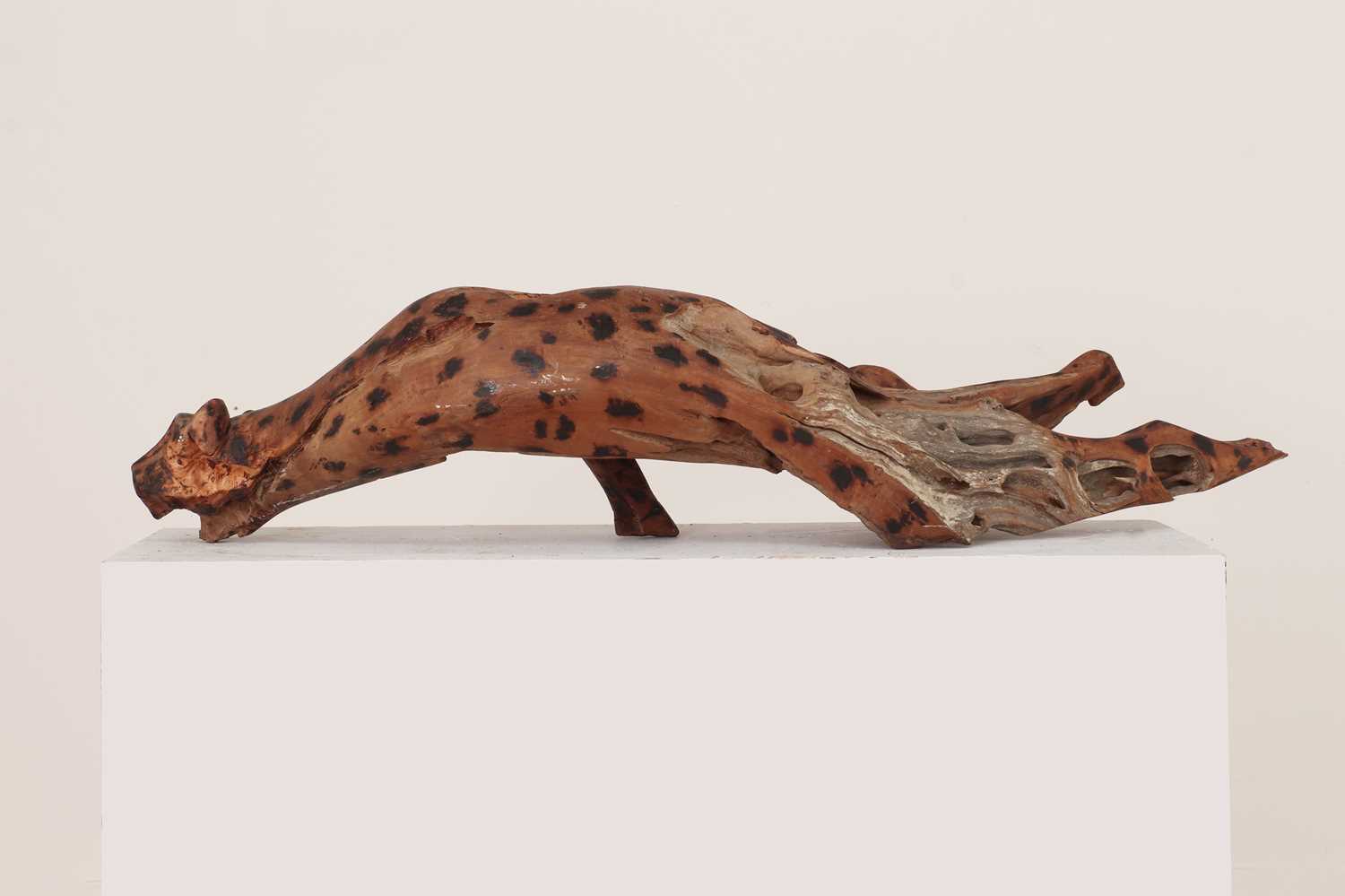 An African root carving of a leopard, - Image 3 of 4