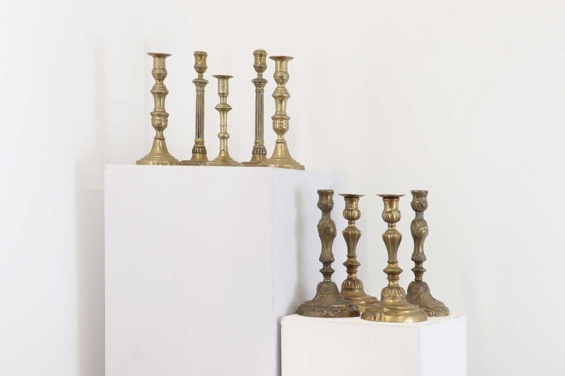 A large collection of brass candlesticks, - Image 2 of 2