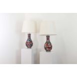 A pair of export porcelain vase table lamps,