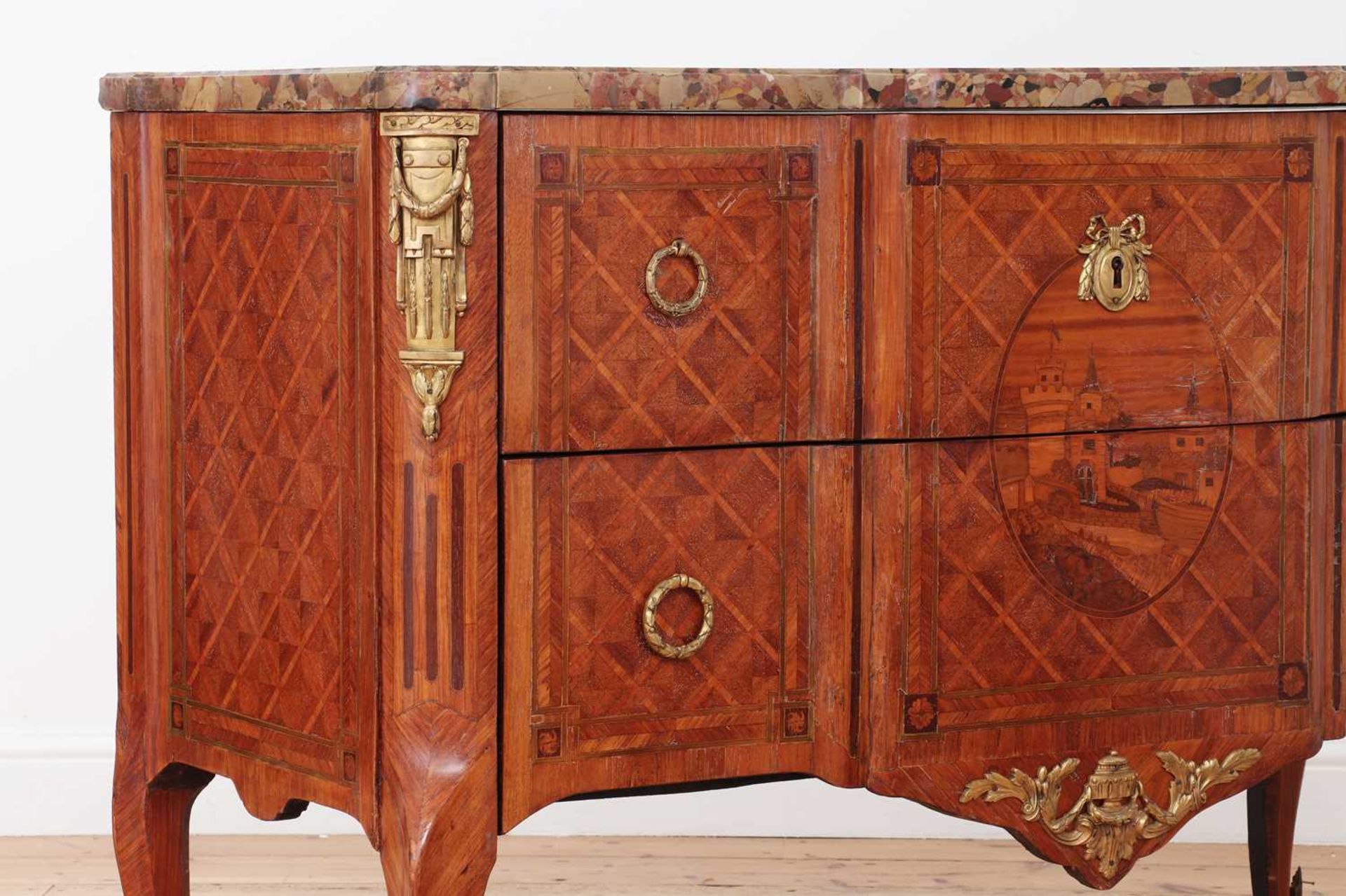 A transitional kingwood, tulipwood and marquetry commode - Image 4 of 26