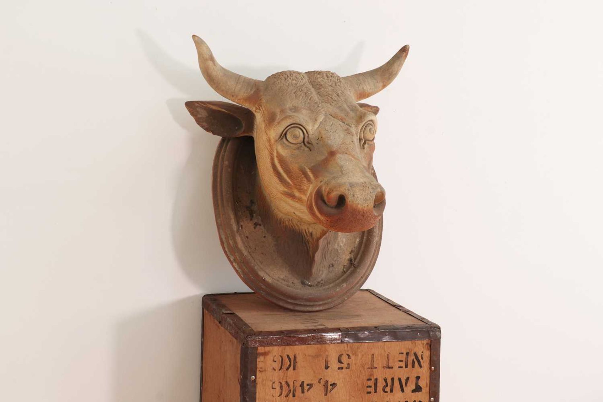 A large unglazed stoneware bull's head, - Image 2 of 14