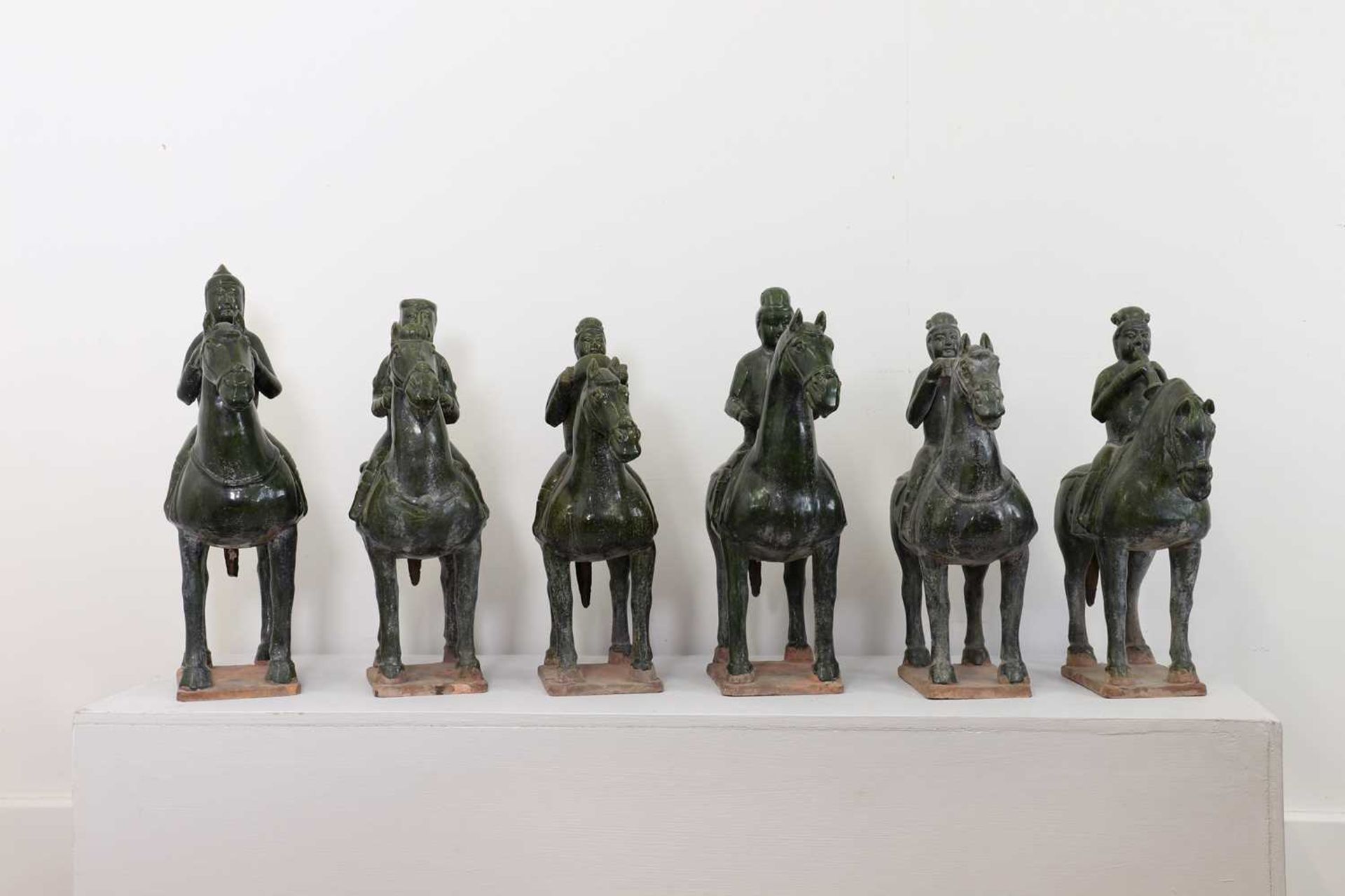 A series of Tang-style terracotta musicians on horseback, - Image 5 of 6