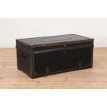 A studded, brass-mounted and leather-clad camphor chest,