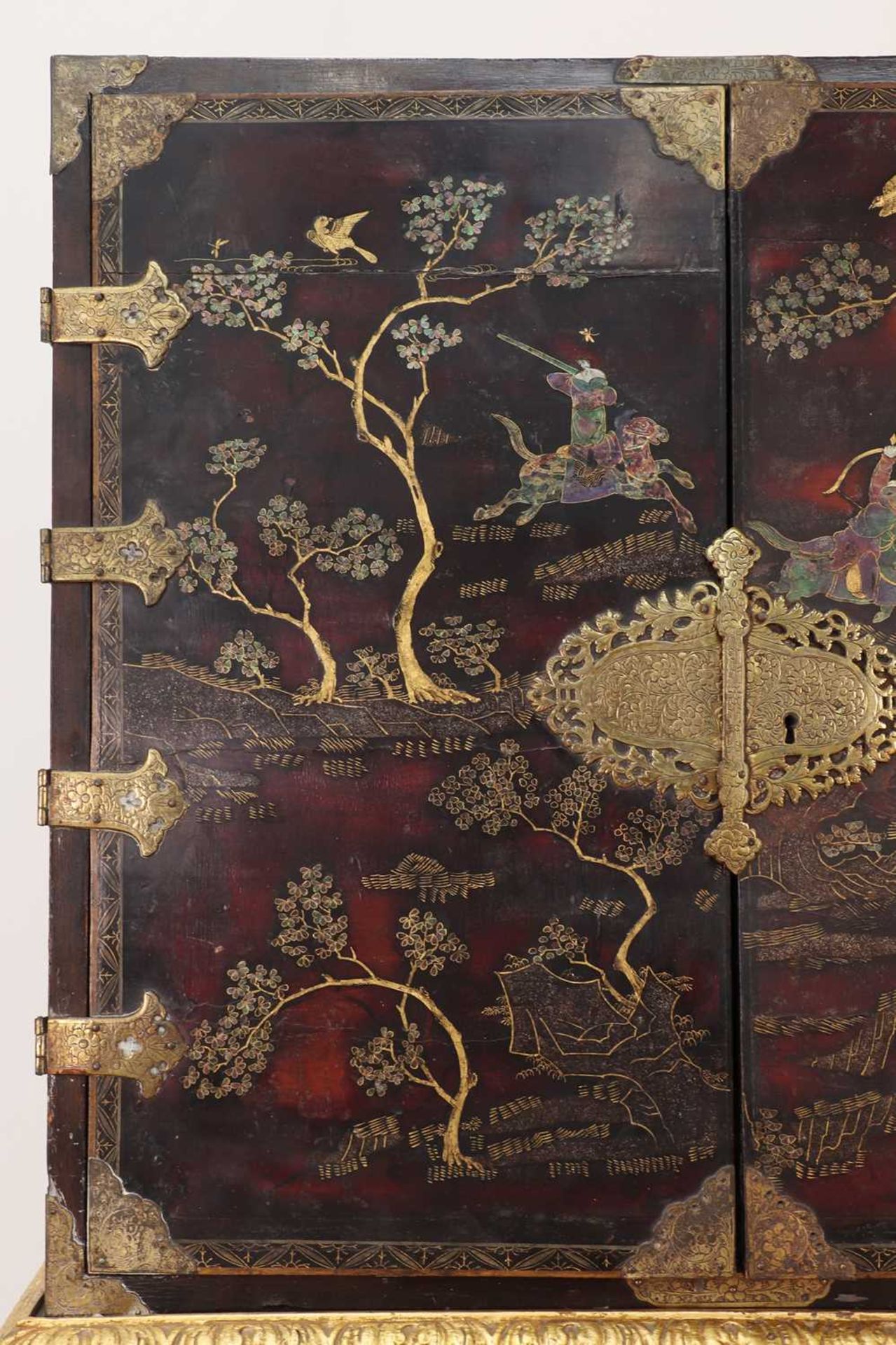 A lacquered, inlaid and gilt-heightened cabinet on stand, - Image 5 of 69