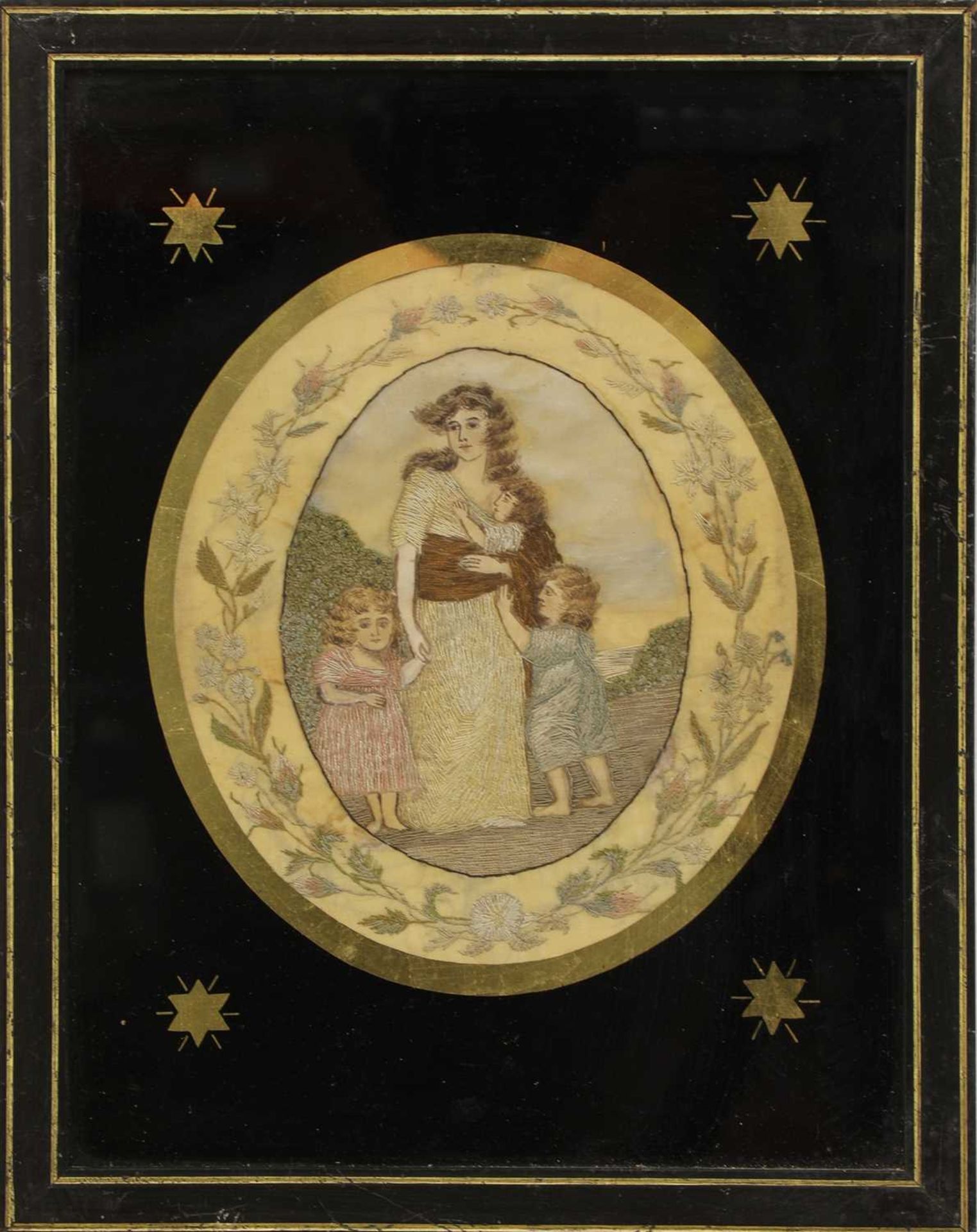 An oval silkwork picture, - Bild 6 aus 8