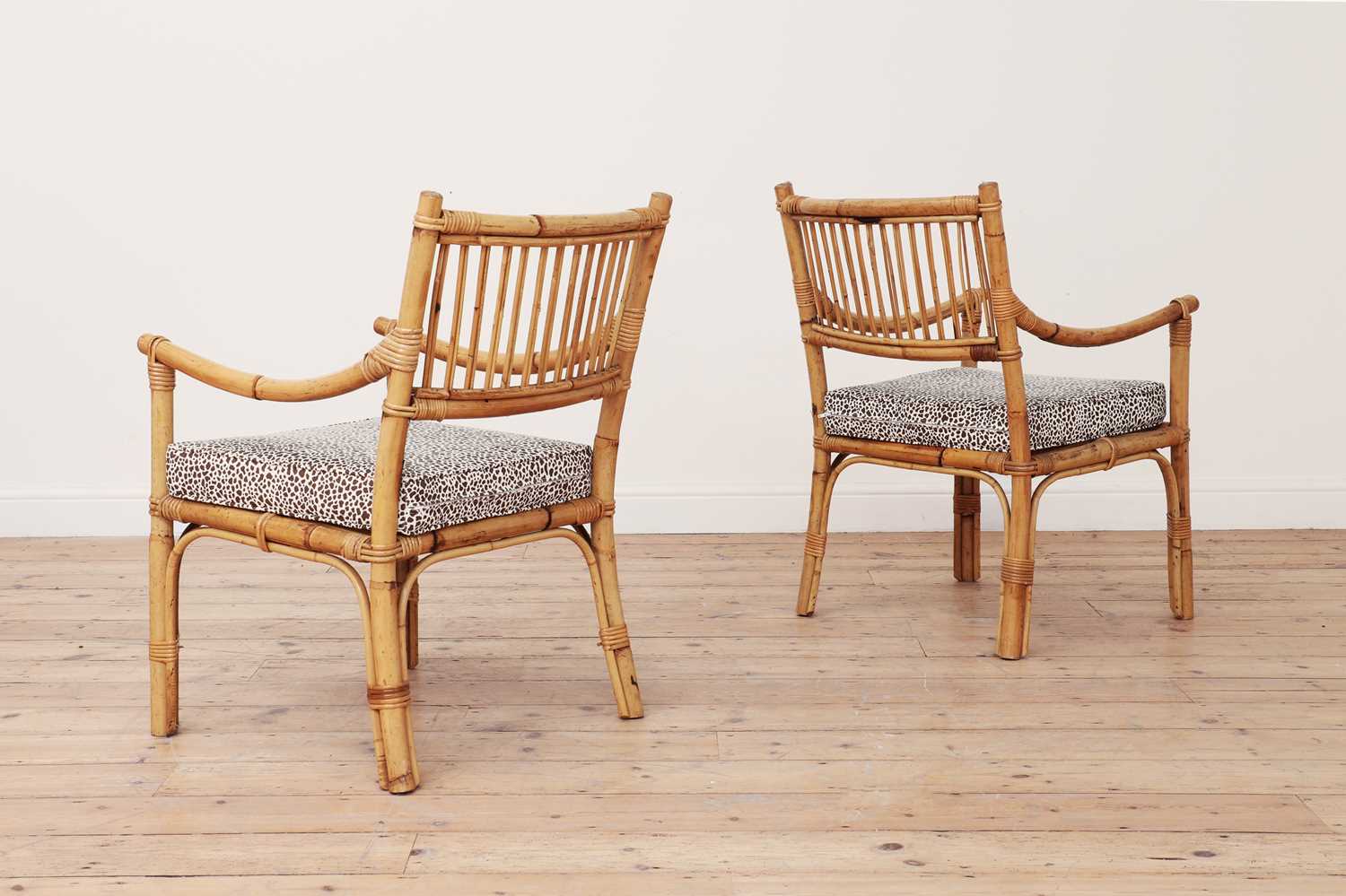 A pair of bamboo armchairs, - Image 3 of 5