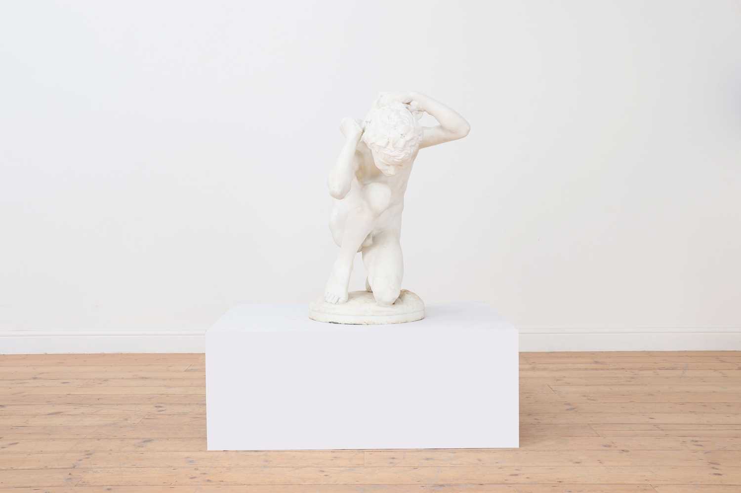 A marble figure of a crouching faun, - Image 2 of 34