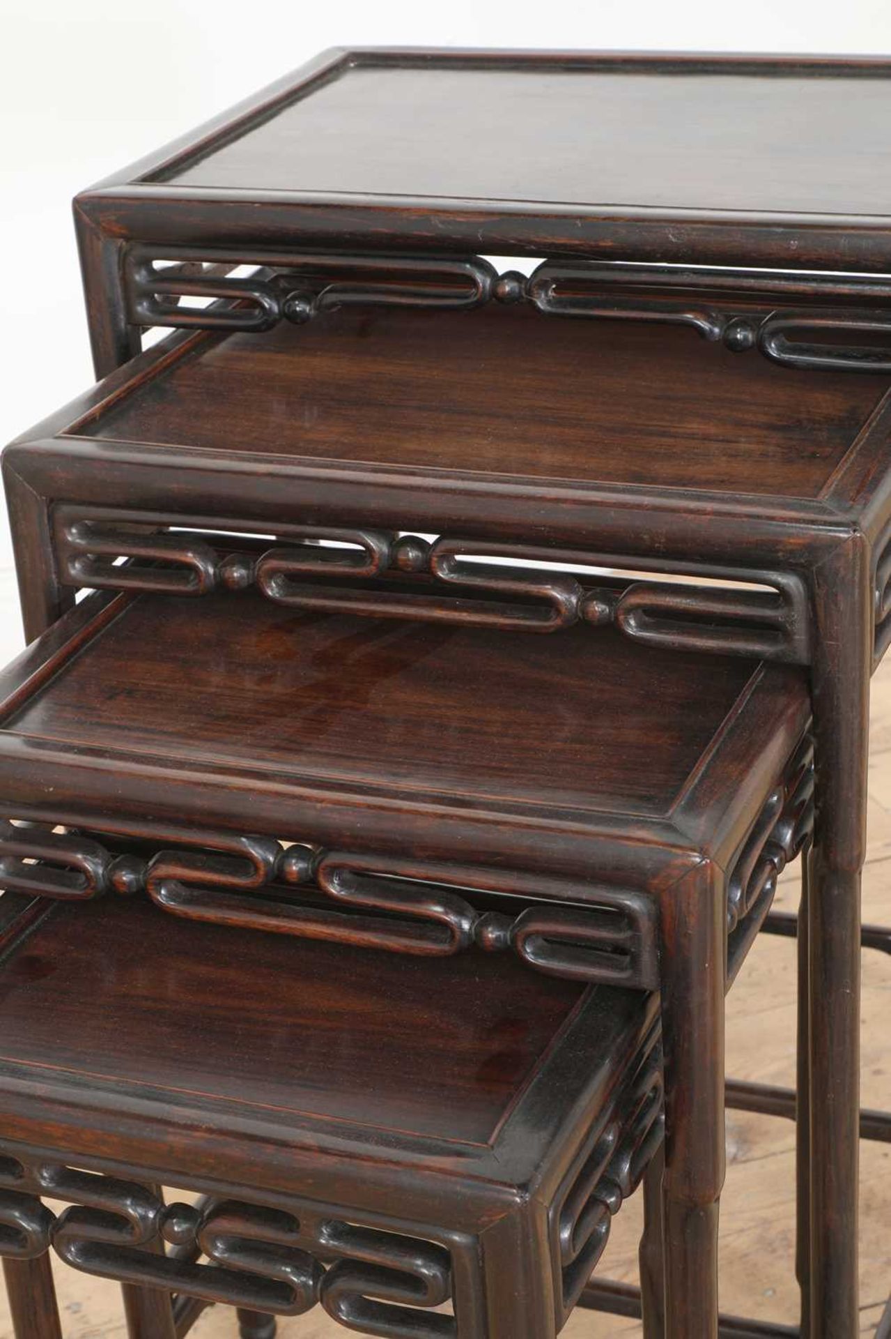 A nest of four Chinese hardwood tables, - Image 3 of 14