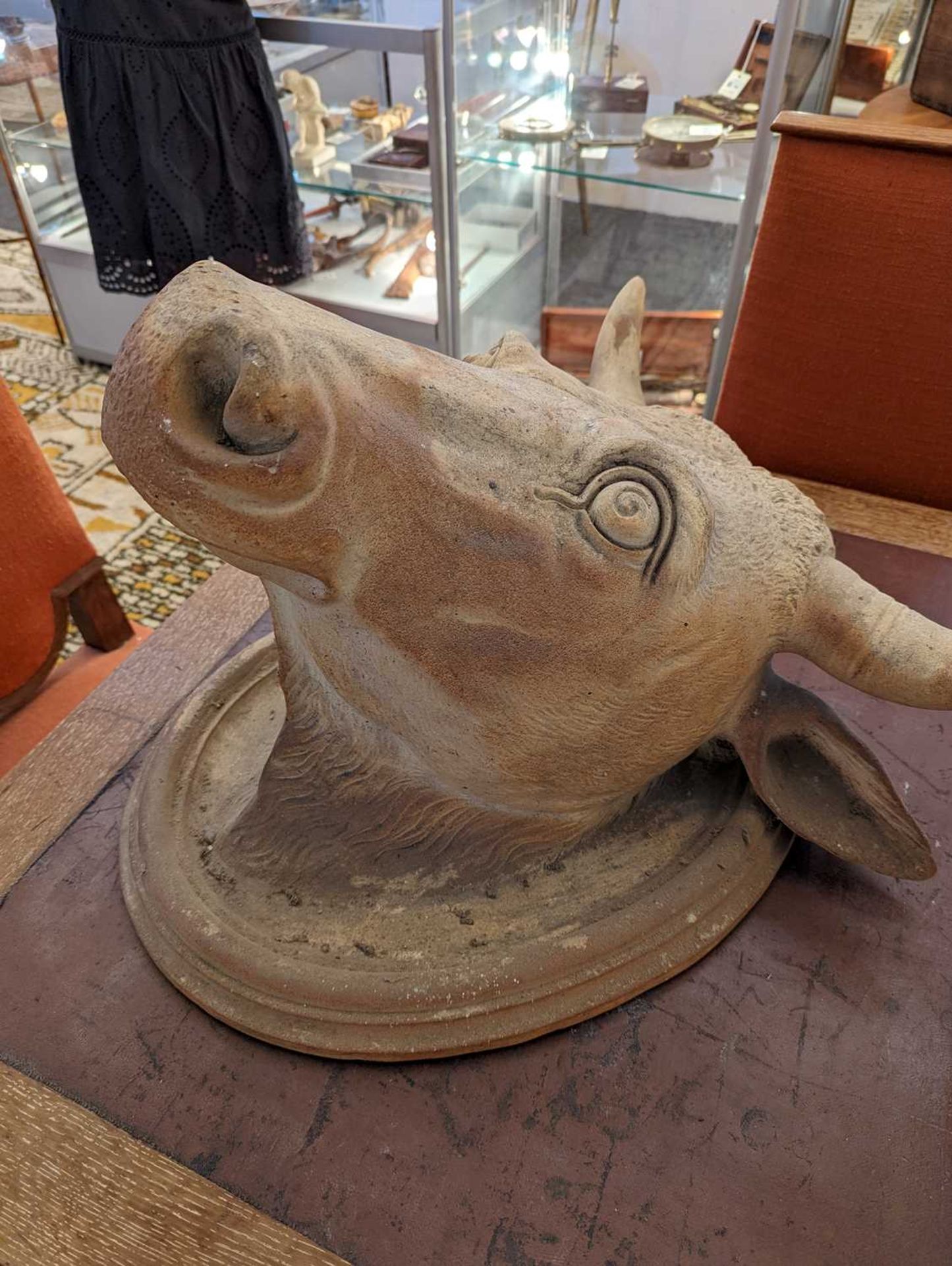 A large unglazed stoneware bull's head, - Image 11 of 14