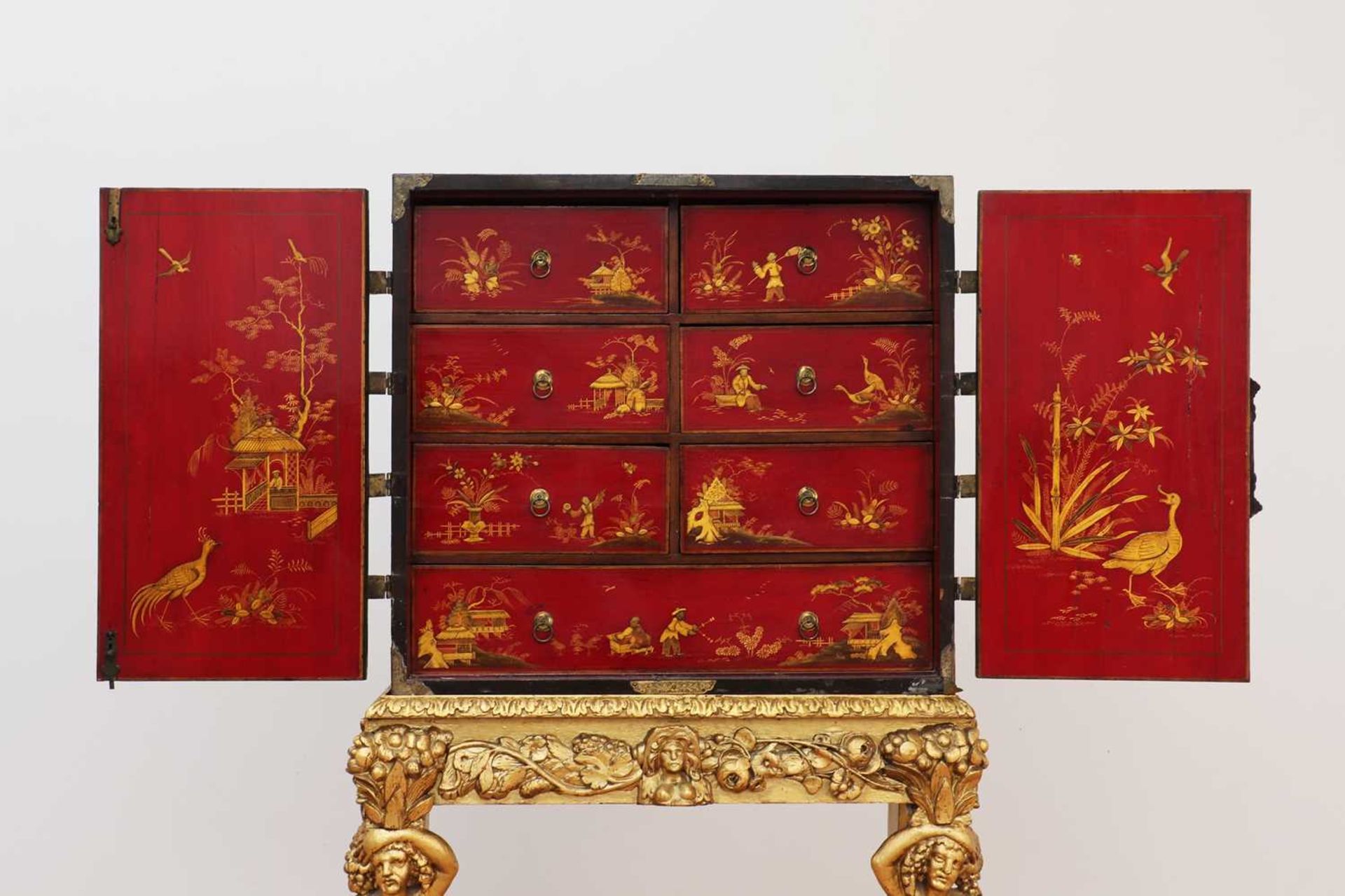 A lacquered, inlaid and gilt-heightened cabinet on stand, - Image 3 of 69