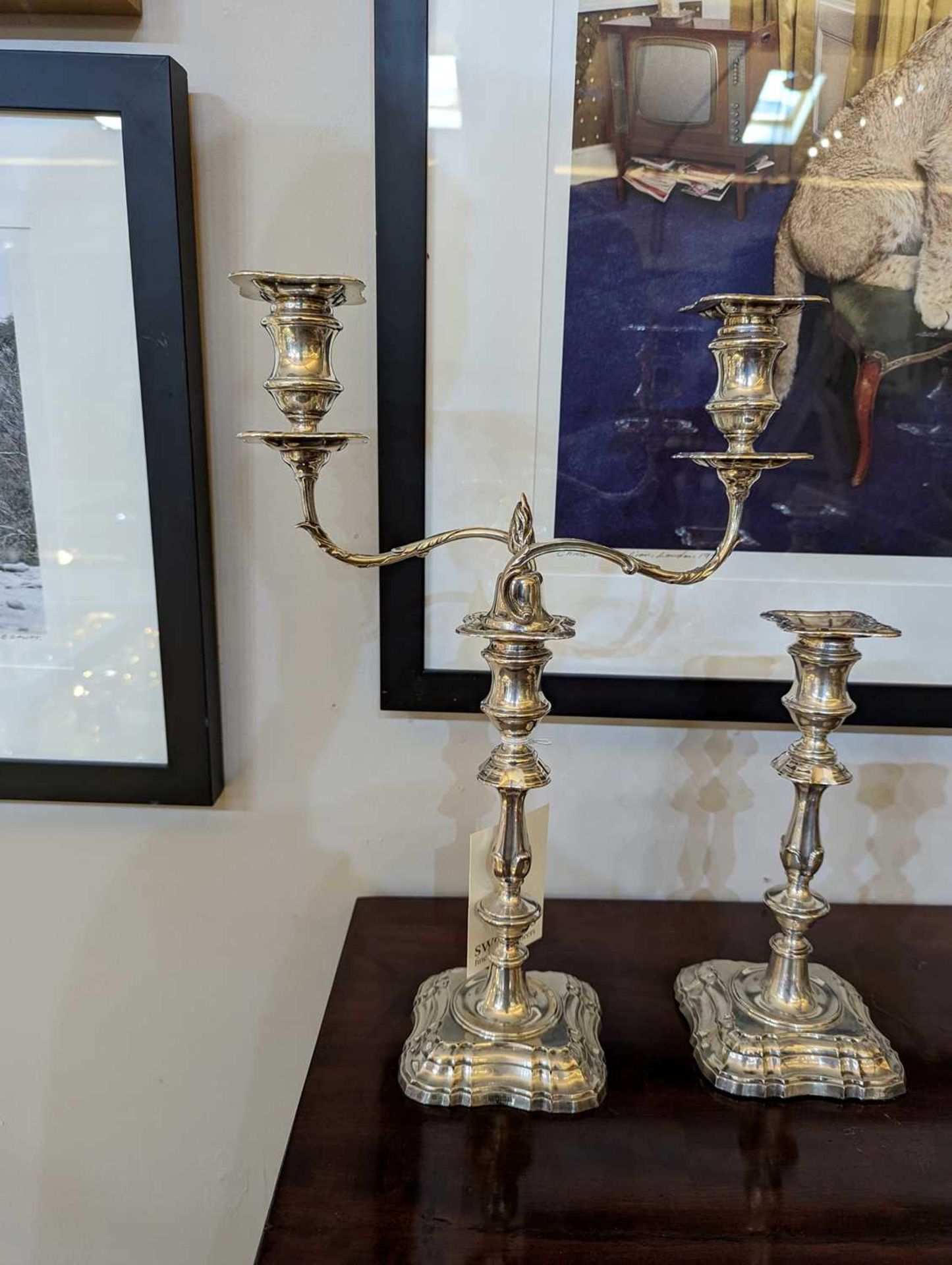 A pair of silver two-light candelabra, - Image 7 of 19