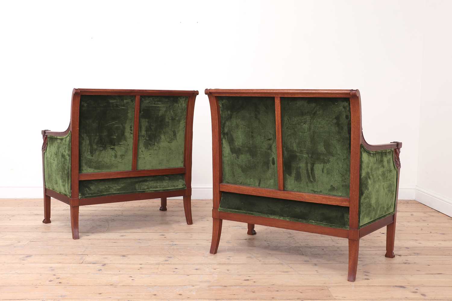 A pair of Egyptian Revival mahogany marquise chairs, - Image 5 of 6