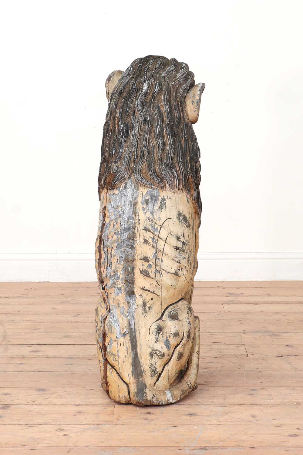 A large carved and painted wooden lion, - Image 4 of 4