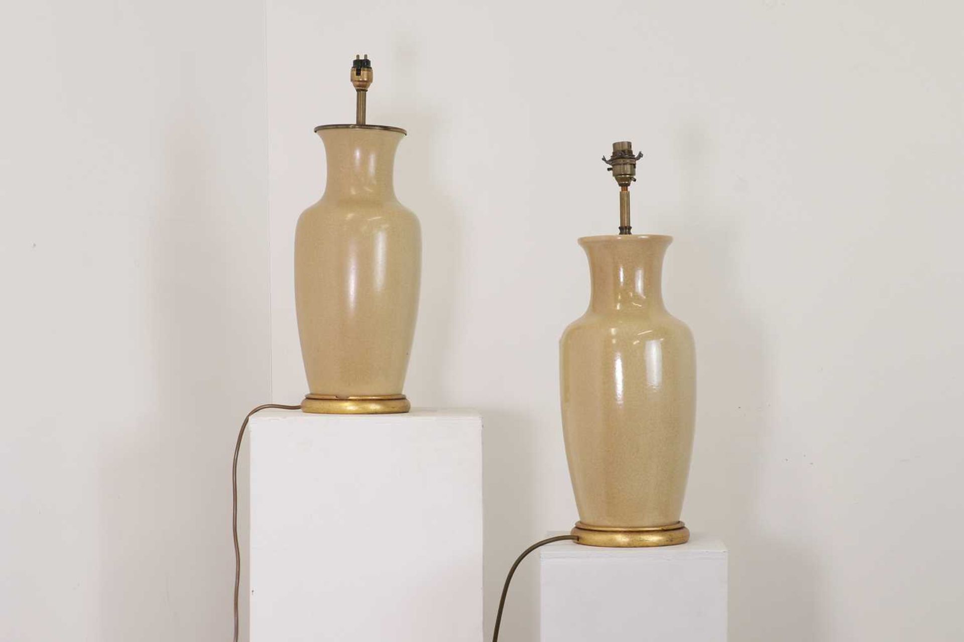 A pair of Chinese-style beige porcelain table lamps, - Image 2 of 3