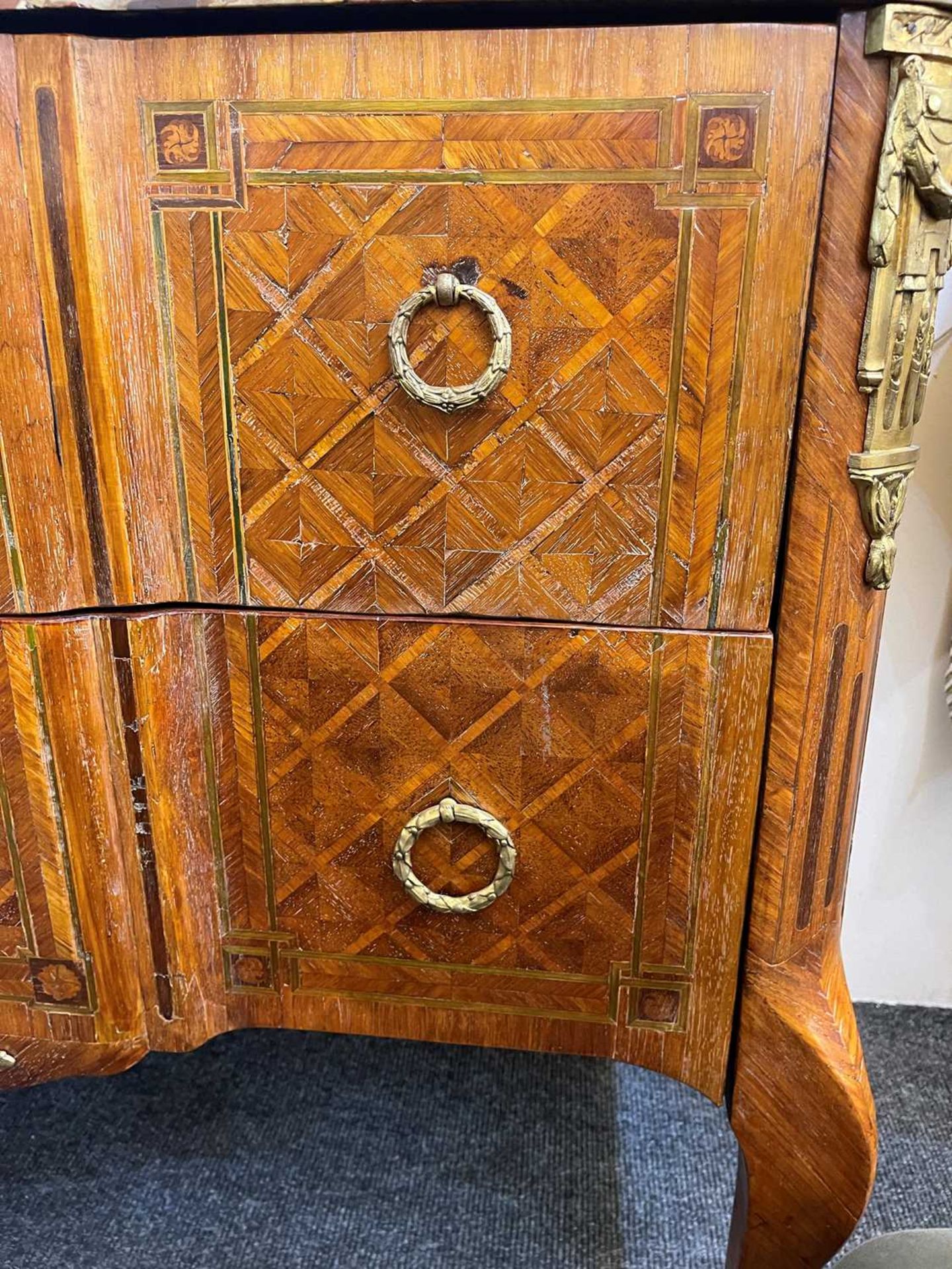 A transitional kingwood, tulipwood and marquetry commode - Image 22 of 26