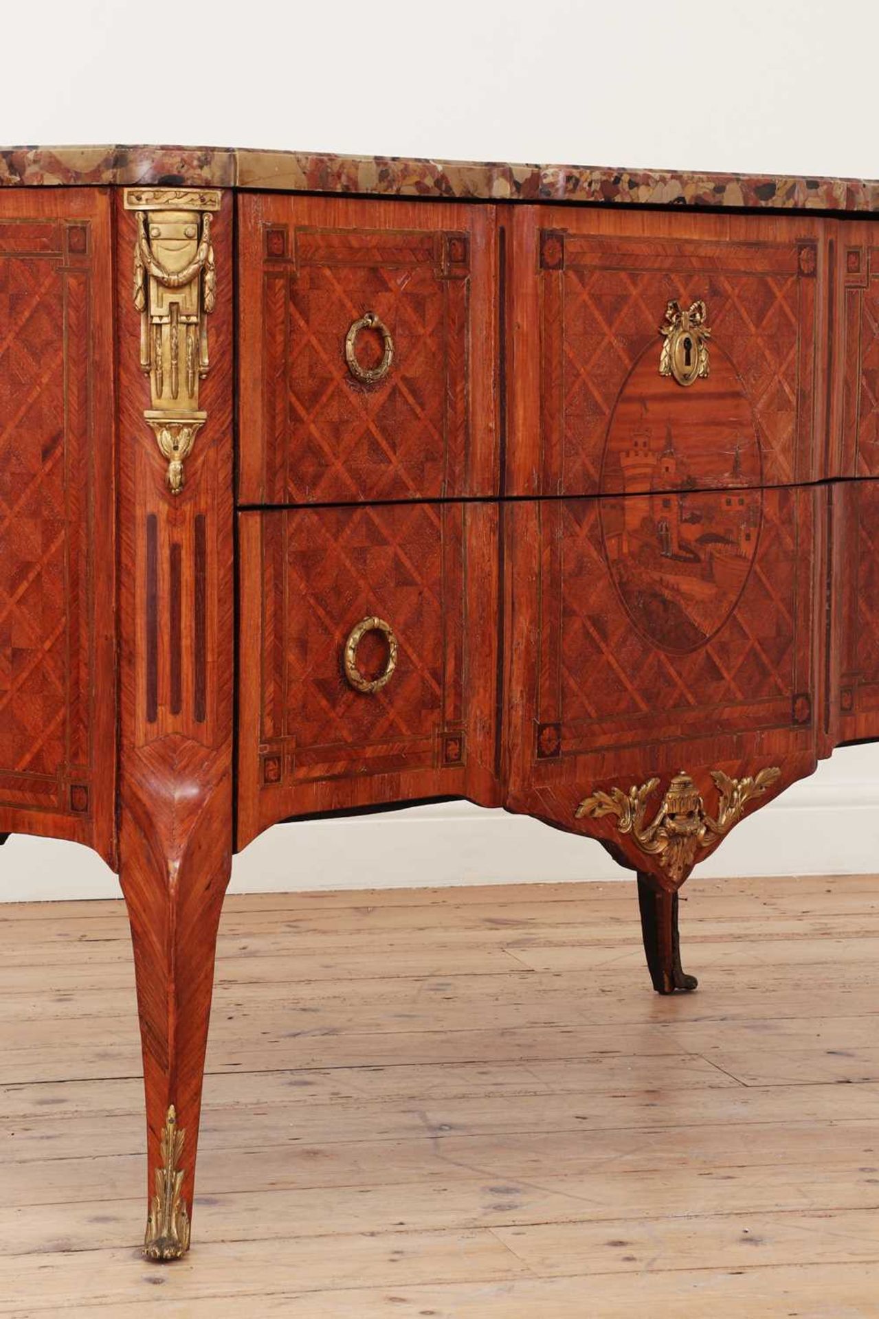 A transitional kingwood, tulipwood and marquetry commode - Image 3 of 26