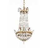 A small Empire-style gilt-brass and cut-glass ceiling light,