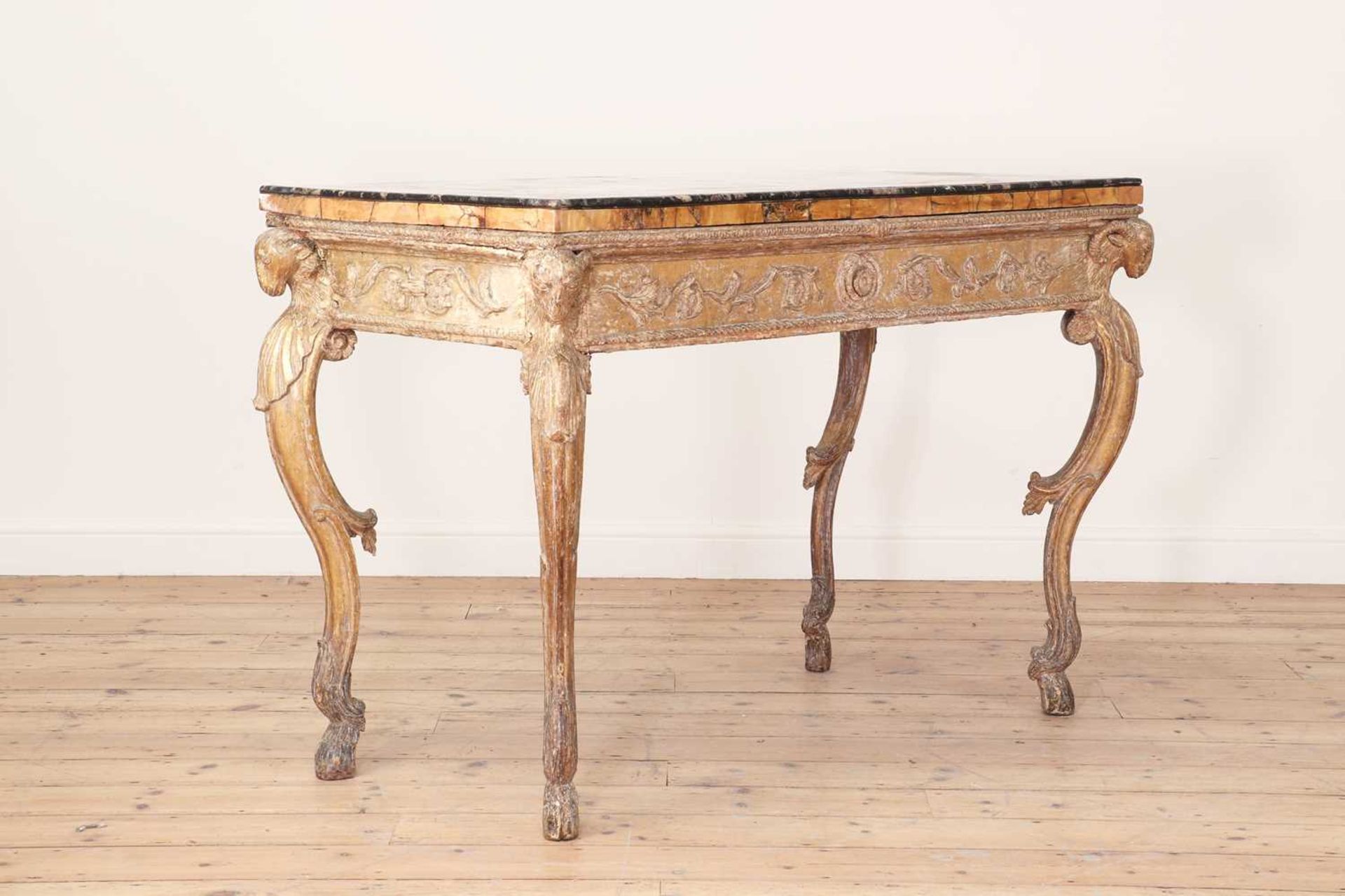 A carved giltwood console table, - Image 9 of 19