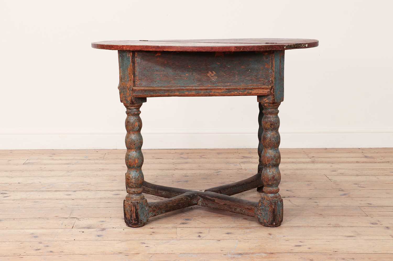 A painted softwood demilune fold-over table, - Image 3 of 4