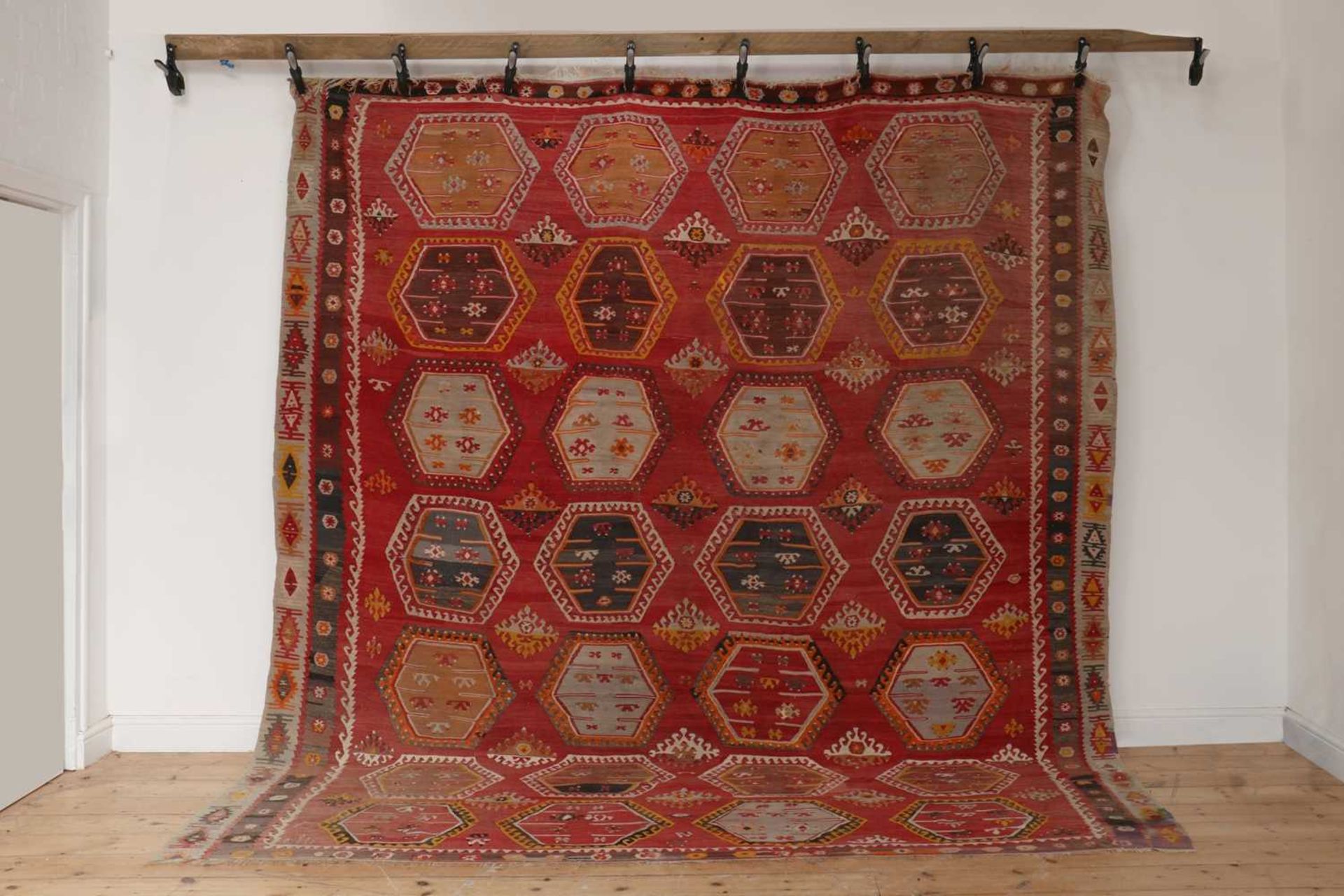 A large kilim flatweave wool rug,