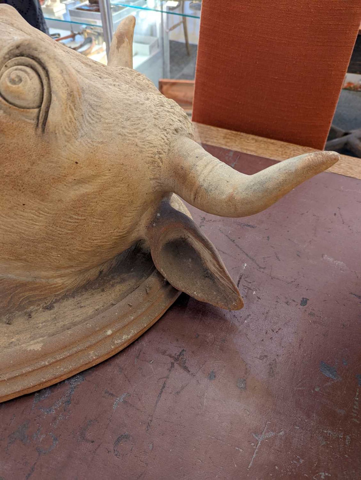 A large unglazed stoneware bull's head, - Image 13 of 14