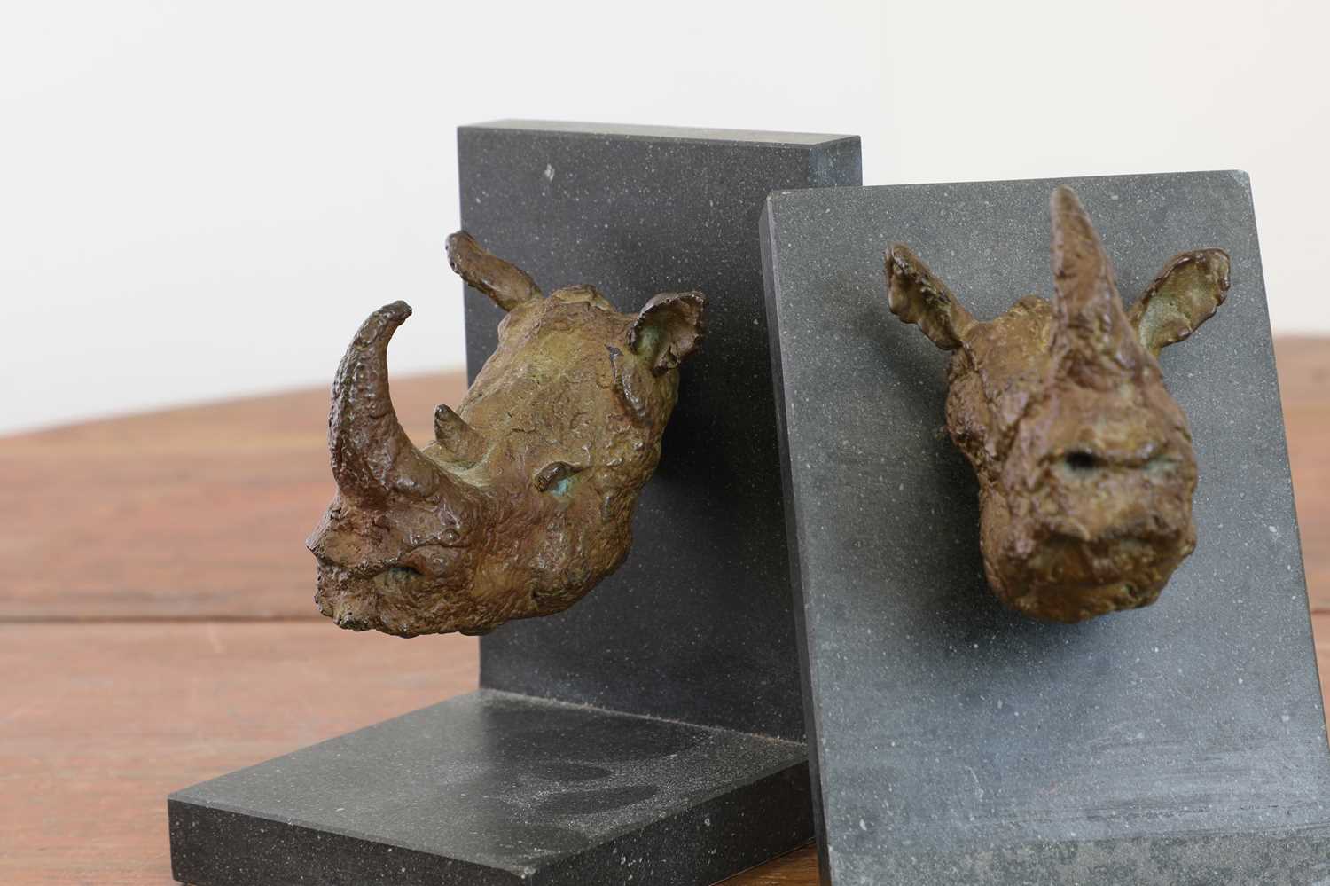 A pair of bronze bookends, - Image 2 of 2