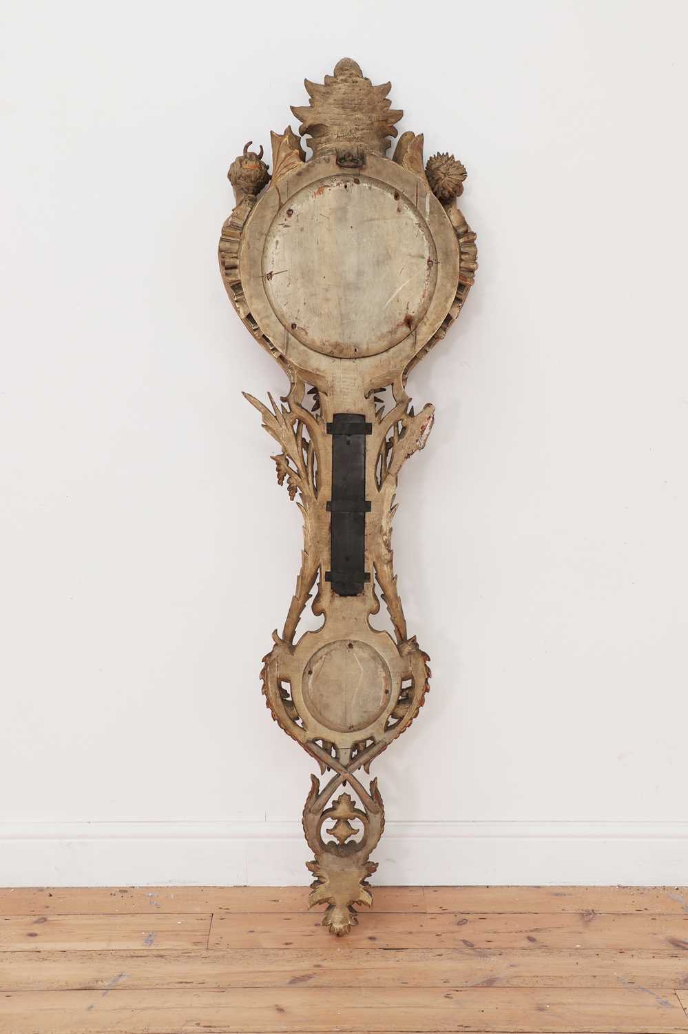 A Continental carved and painted softwood wall clock, - Image 7 of 17