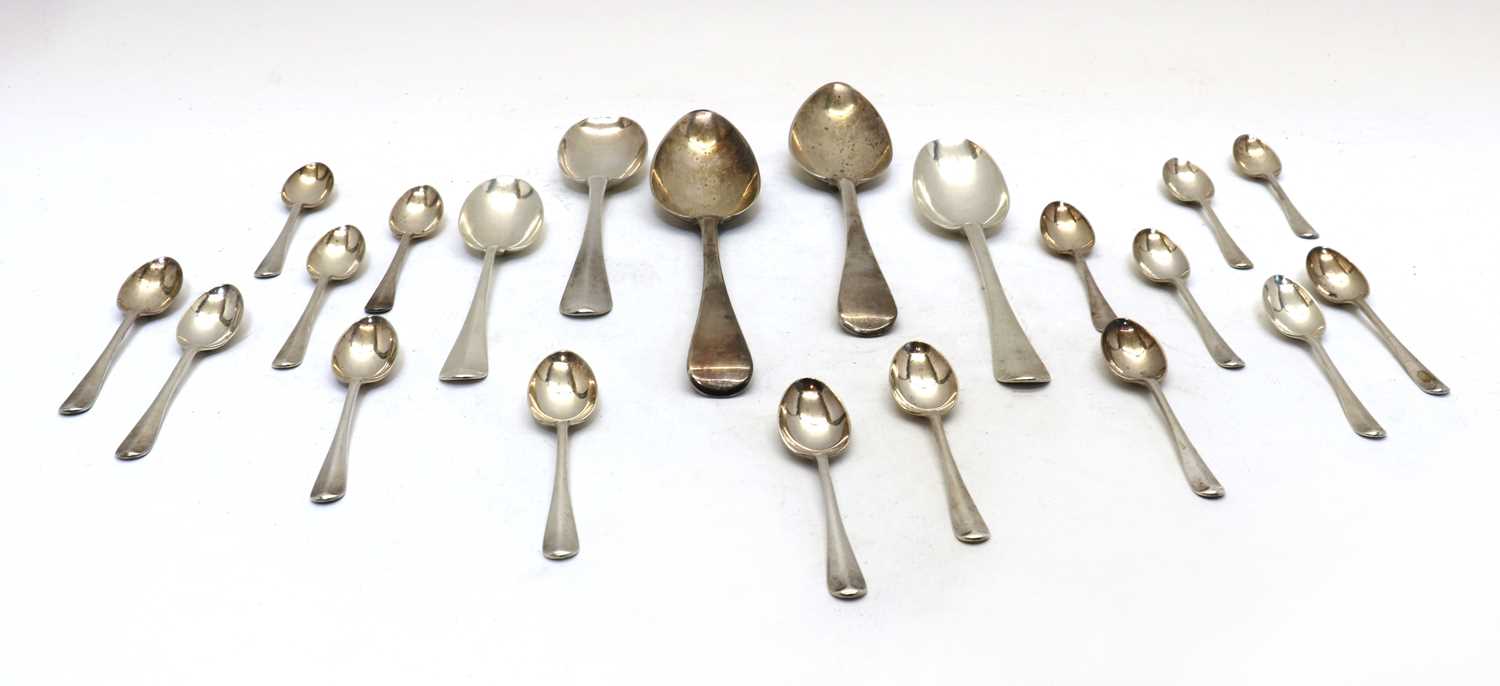 A collection of George II and later silver flatware