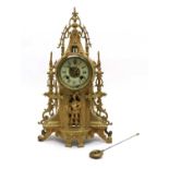 An early 20th century French gilt metal mantel clock