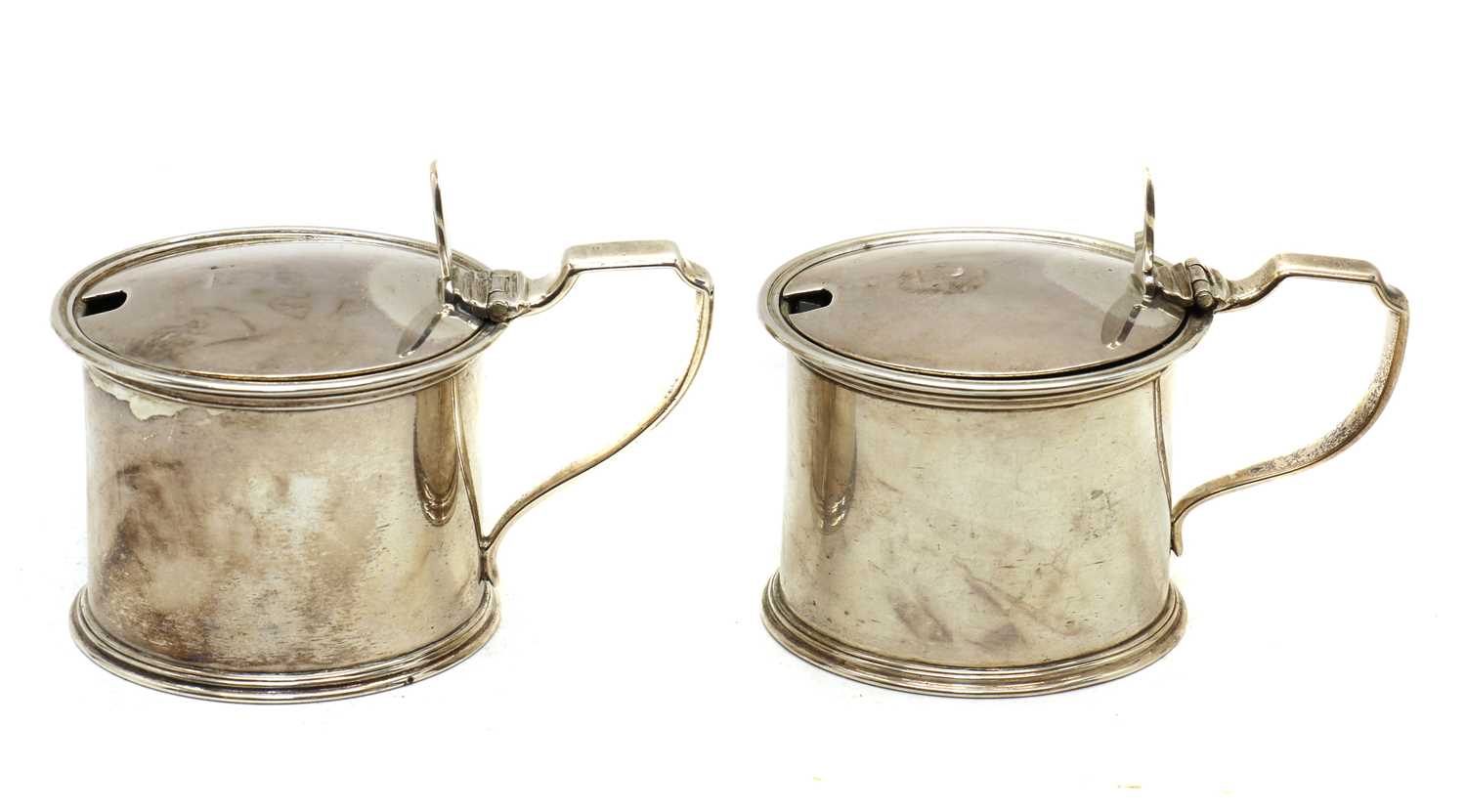 A pair of George III silver drum mustards pots - Image 2 of 11