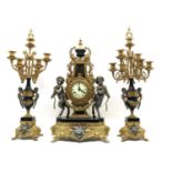 A Louis XV style clock garniture