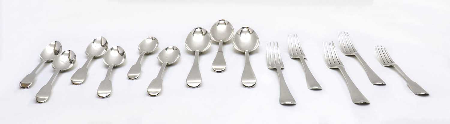 A collection of George III and later silver flatware