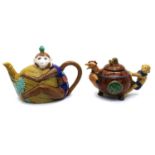 A Majolica teapot and cover,