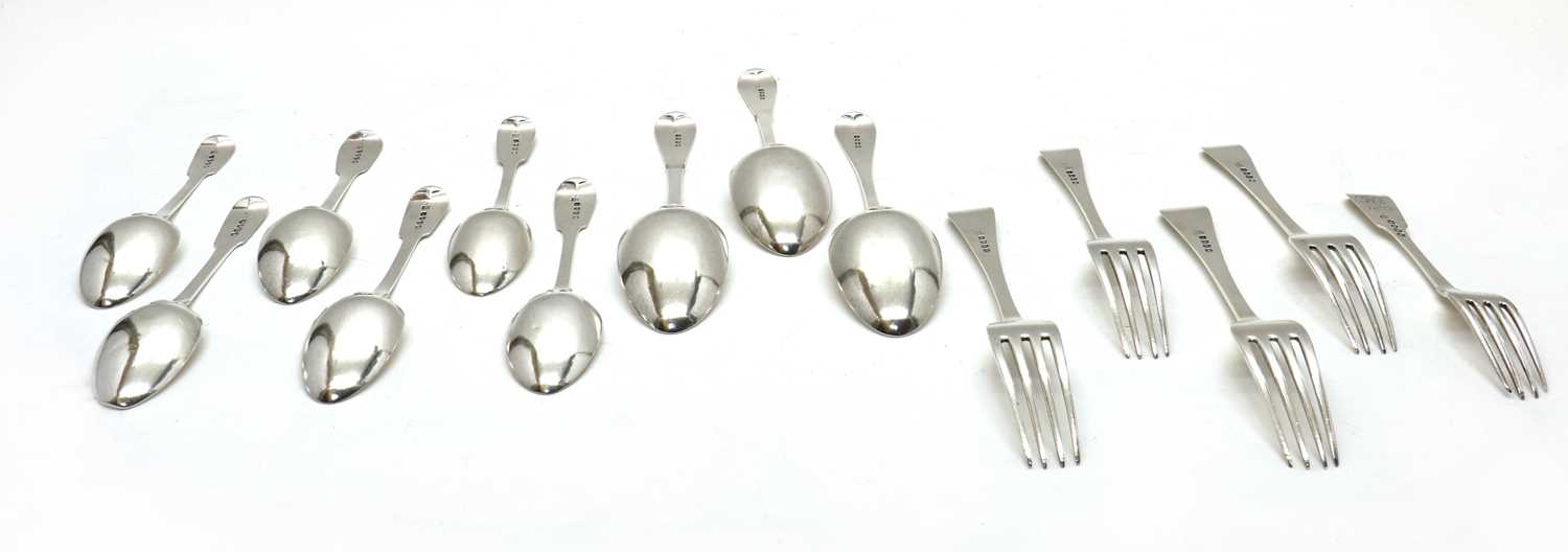 A collection of George III and later silver flatware - Image 2 of 2