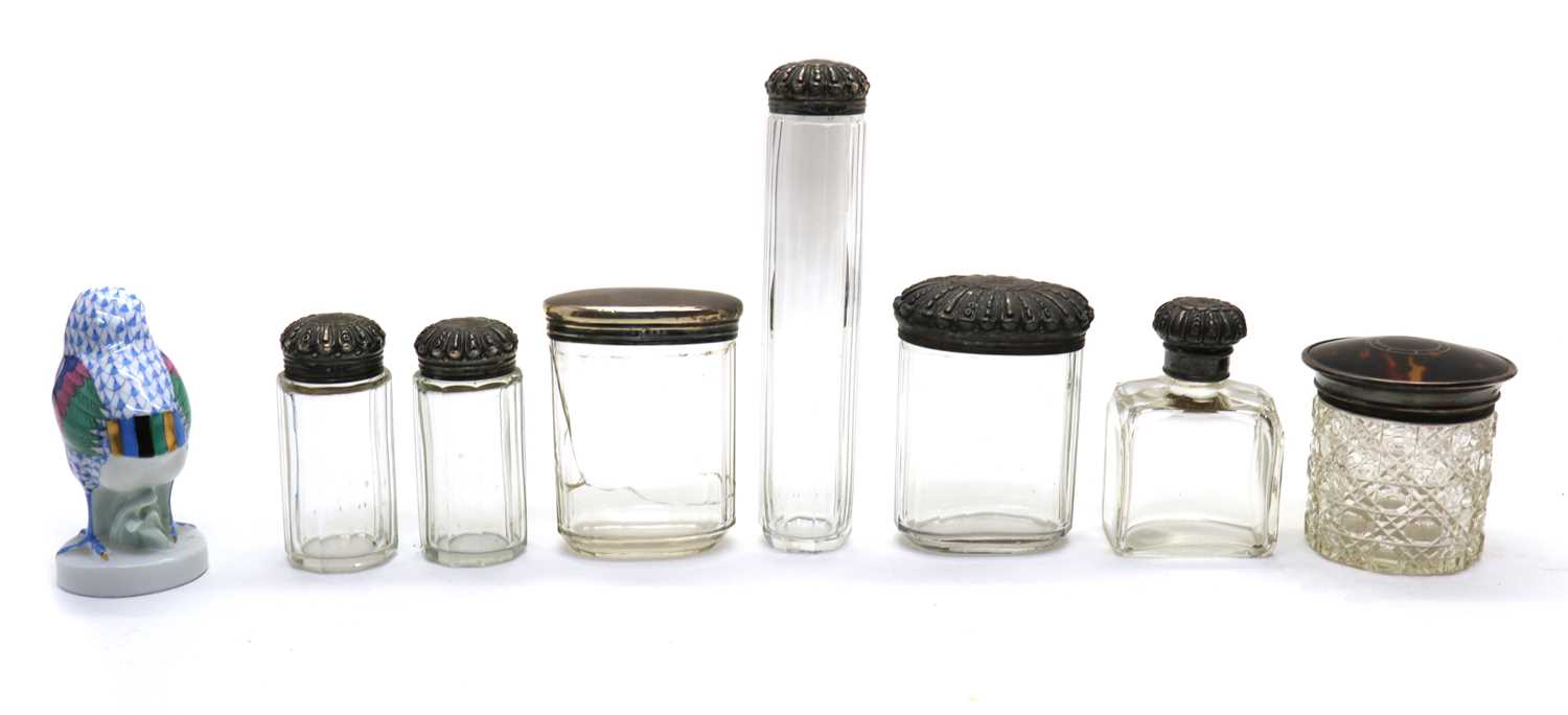 A collection of silver and cut glass dressing table jars, - Image 2 of 2