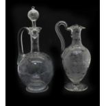 A Victorian crystal glass claret jug,