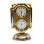 An Edwardian silver plated combination timepiece barometer