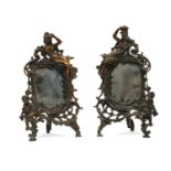 A pair of silver plated Art Nouveau easel back mirrors