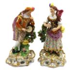 A matched pair of Derby porcelain 'Idyllic Musician' figures