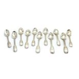 A set of six Victorian silver Fiddle and Thread pattern teaspoons