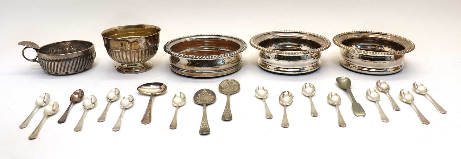 A collection of silver plated items,