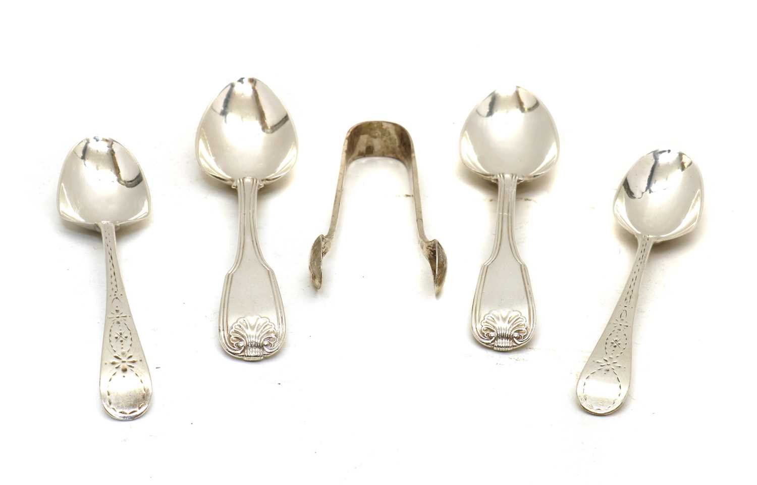 A collection of George III and later silver flatware