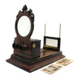 A Victorian burr-wood and inlaid stereoscopic viewer,