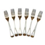 A set of six George III silver forks,