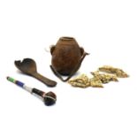 A collection of West African tribal items,