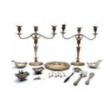 A pair of silver-plated candelabra