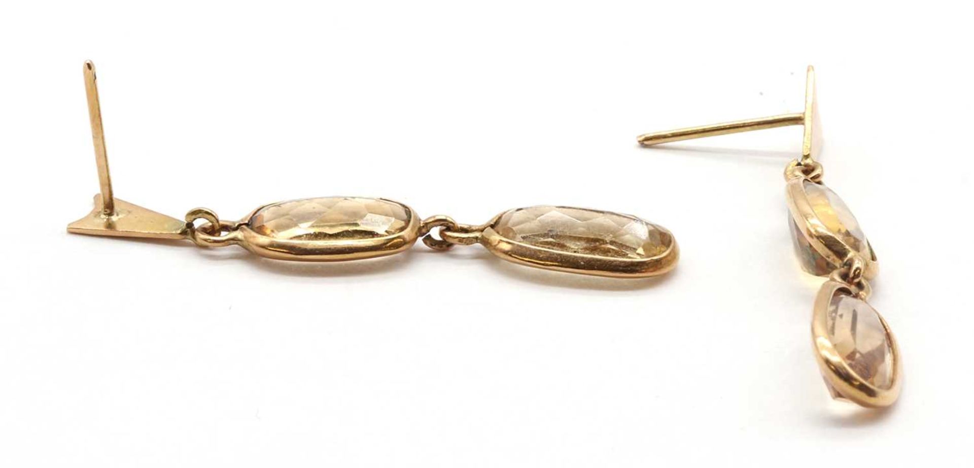 A pair of gold yellow topaz drop earrings, - Bild 2 aus 2