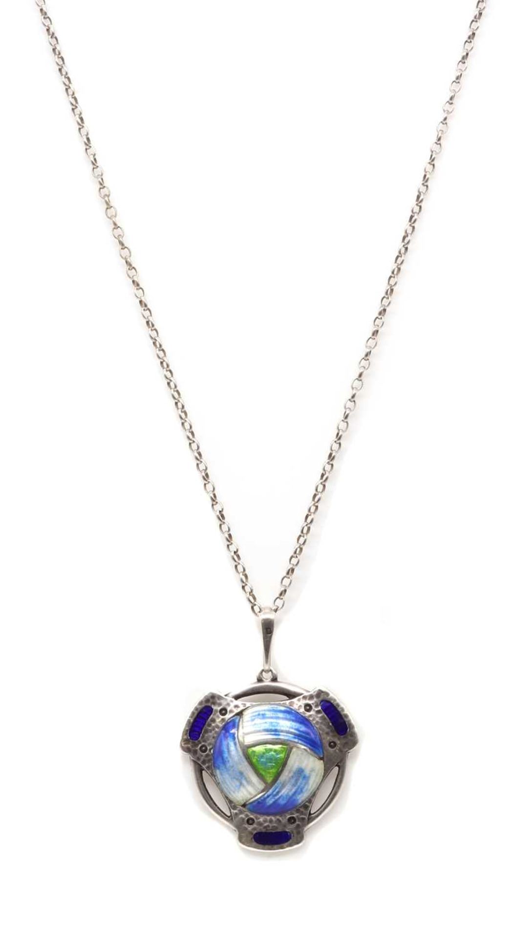 A sterling silver enamel pendant, by Smith & Ewen,